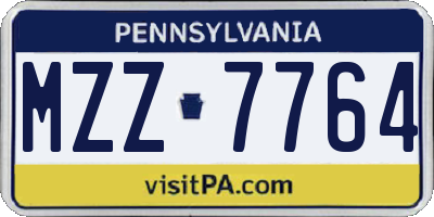 PA license plate MZZ7764