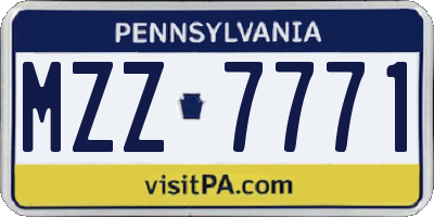 PA license plate MZZ7771