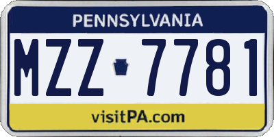 PA license plate MZZ7781