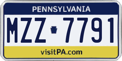 PA license plate MZZ7791