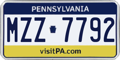 PA license plate MZZ7792