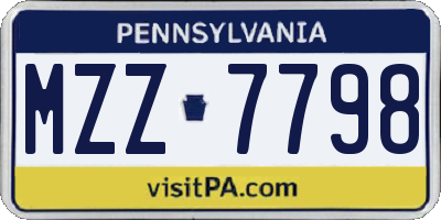 PA license plate MZZ7798