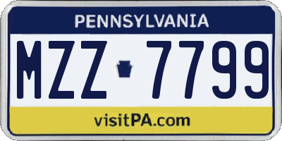 PA license plate MZZ7799