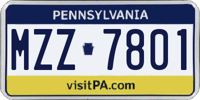 PA license plate MZZ7801