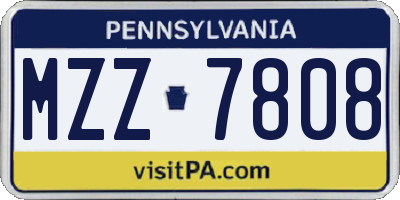 PA license plate MZZ7808