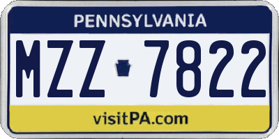 PA license plate MZZ7822