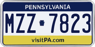PA license plate MZZ7823
