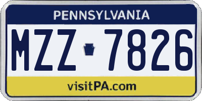PA license plate MZZ7826