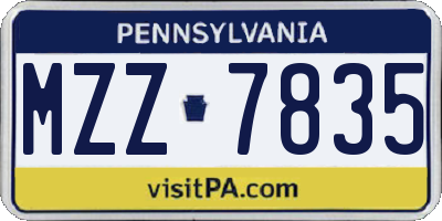 PA license plate MZZ7835