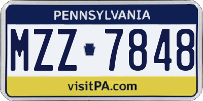 PA license plate MZZ7848