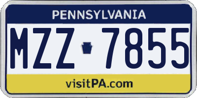 PA license plate MZZ7855