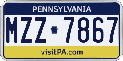 PA license plate MZZ7867