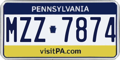 PA license plate MZZ7874