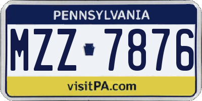 PA license plate MZZ7876