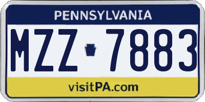 PA license plate MZZ7883