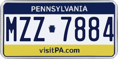 PA license plate MZZ7884