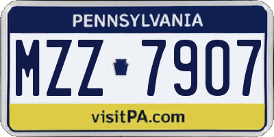 PA license plate MZZ7907