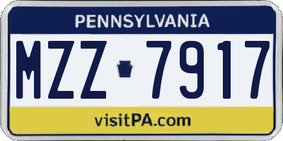 PA license plate MZZ7917