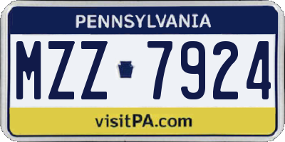 PA license plate MZZ7924