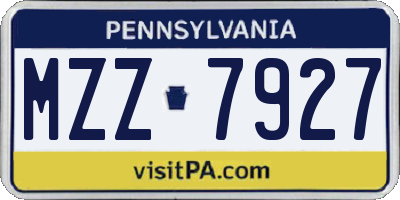 PA license plate MZZ7927