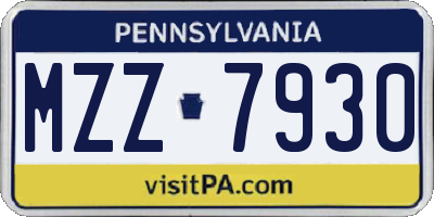 PA license plate MZZ7930