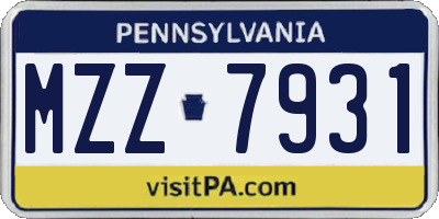 PA license plate MZZ7931