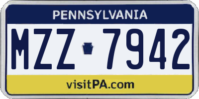 PA license plate MZZ7942