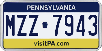 PA license plate MZZ7943