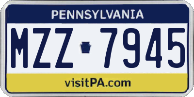PA license plate MZZ7945