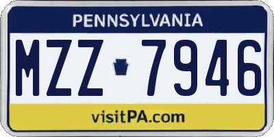 PA license plate MZZ7946