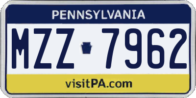 PA license plate MZZ7962