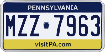 PA license plate MZZ7963