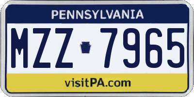 PA license plate MZZ7965