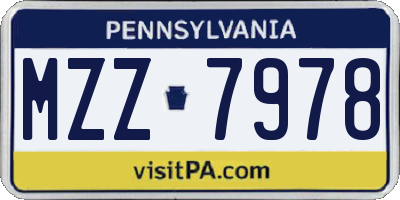 PA license plate MZZ7978