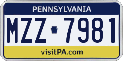 PA license plate MZZ7981