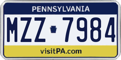 PA license plate MZZ7984