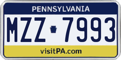 PA license plate MZZ7993