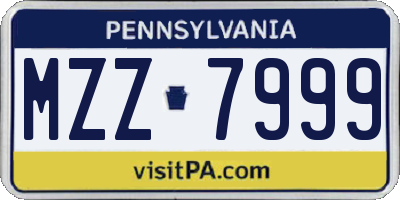 PA license plate MZZ7999