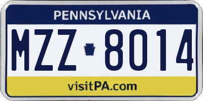 PA license plate MZZ8014