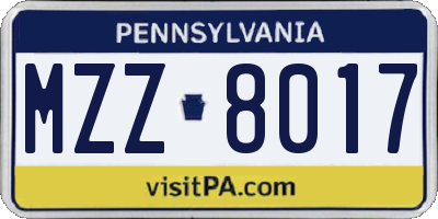 PA license plate MZZ8017