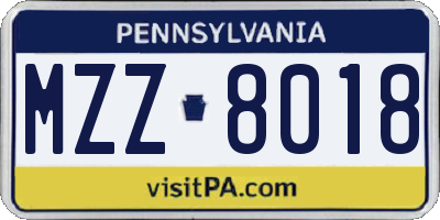PA license plate MZZ8018