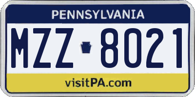 PA license plate MZZ8021