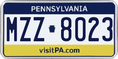PA license plate MZZ8023