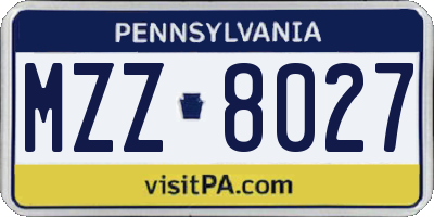 PA license plate MZZ8027
