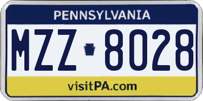 PA license plate MZZ8028