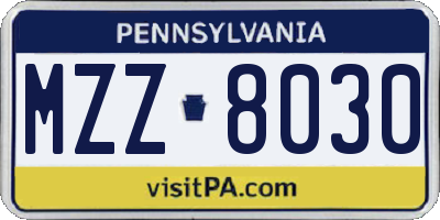 PA license plate MZZ8030