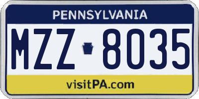 PA license plate MZZ8035
