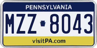 PA license plate MZZ8043