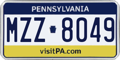 PA license plate MZZ8049
