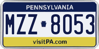 PA license plate MZZ8053